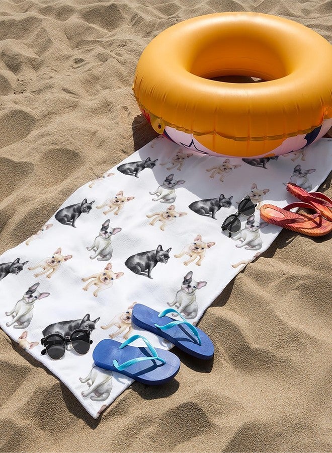 Tzhim French Bulldog Beach Towel, French Bulldog Gifts for Women Pool Towels, French Bulldog Sand Towel Large Bath Towels Gifts for French Bulldog Lovers, Frenchie Gifts, Frenchie Mom Gifts, 29x60in - Image 3