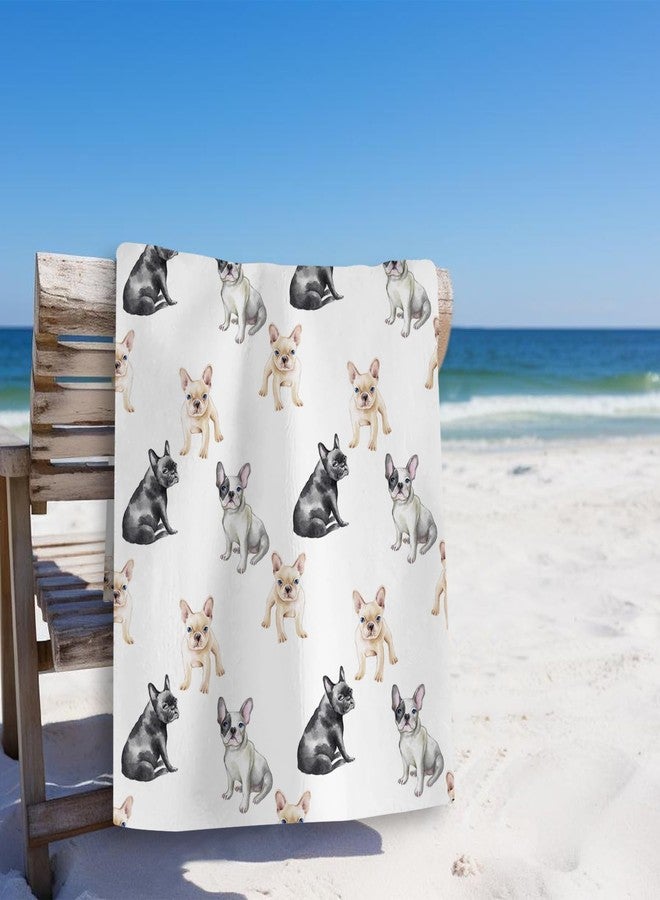 Tzhim French Bulldog Beach Towel, French Bulldog Gifts for Women Pool Towels, French Bulldog Sand Towel Large Bath Towels Gifts for French Bulldog Lovers, Frenchie Gifts, Frenchie Mom Gifts, 29x60in - Image 2