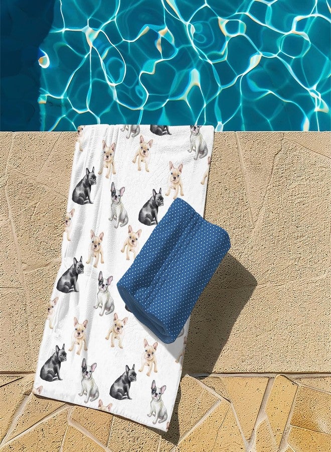 Tzhim French Bulldog Beach Towel, French Bulldog Gifts for Women Pool Towels, French Bulldog Sand Towel Large Bath Towels Gifts for French Bulldog Lovers, Frenchie Gifts, Frenchie Mom Gifts, 29x60in - Image 5