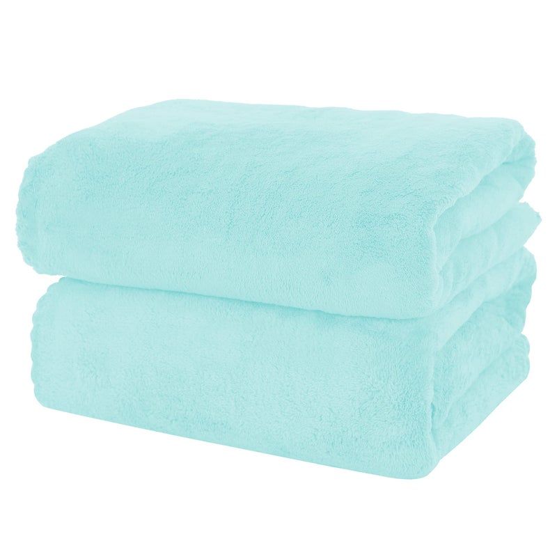 MOONQUEEN 2 Pack Premium Bath Towel Set  Quick Drying  Microfiber Coral Velvet Highly Absorbent Towels  Multipurpose Use as Bath Fitness Bathroom Shower Sports Yoga Towel Frozen Blue