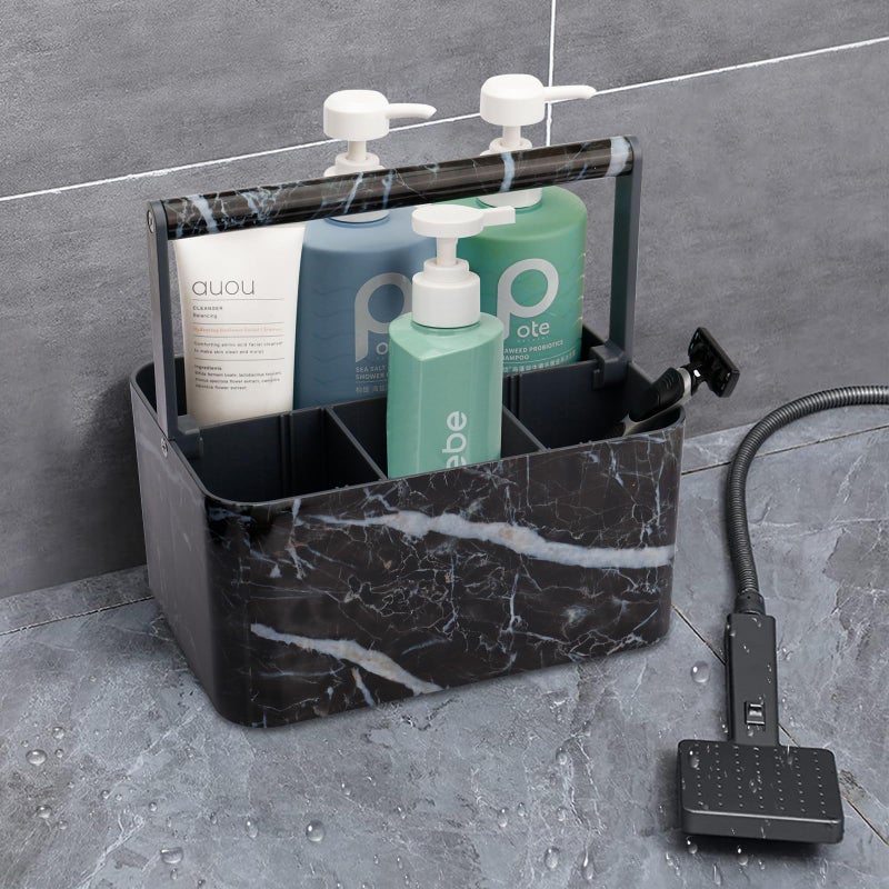 Byuner Plastic Shower Caddy Dorm: Portable Bathroom Caddy Organizer for College with Hands and Diper Attility Strame Stame Bate Bin Tote for Bine Shampoo Soap Product Black - Image 5