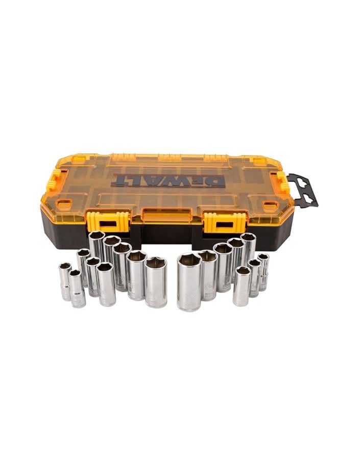 DEWALT Deep Socket Set 20 Piece 3/8 Inch Drive Metric/Sae Dwmt73812 One Size  - Image 1