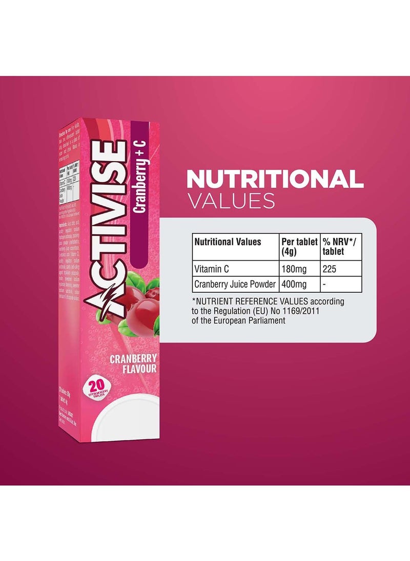 Activise Activise Cranberry + Vitamin C Effervescent 20 Tablets  - Image 3