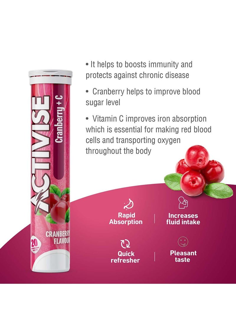 Activise Activise Cranberry + Vitamin C Effervescent 20 Tablets  - Image 2