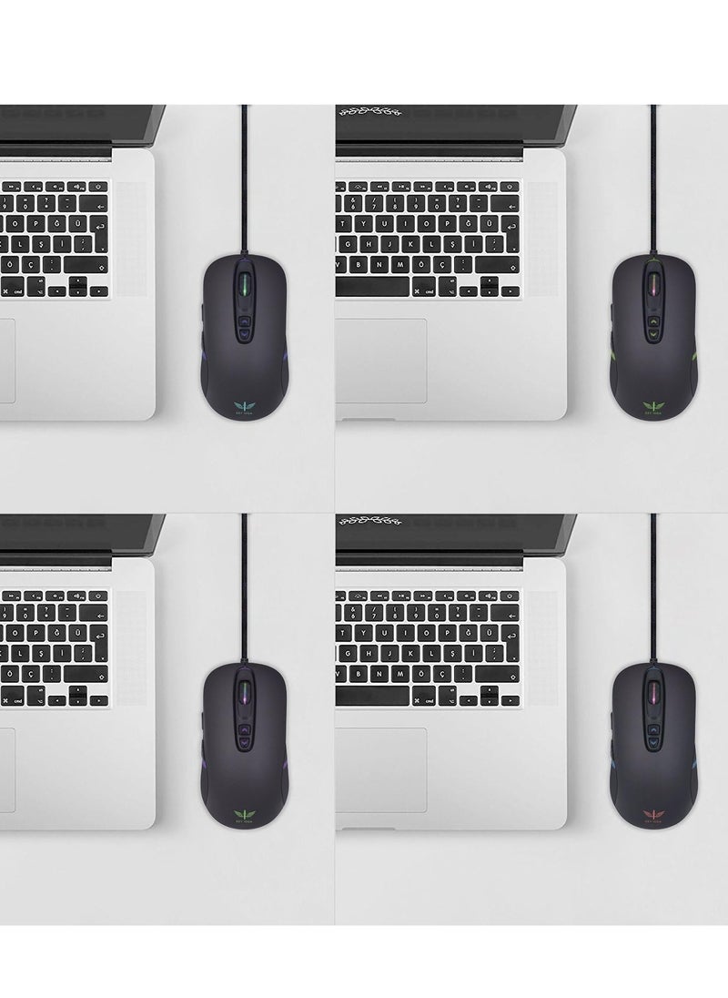 Generic - KEY IDEA G10S Gaming Mouse - OMRON (20M) Micro Switch - AVAGO 3050 4000DPI Optical (1000 Hz Polling Rate / 60IPS / 20G)- RGB LED Lights - 6 Buttons - Non-Slip Wired Ergonomic Mouse For MMO ,RTS,FPS , MOBA Games | Black - Image 1