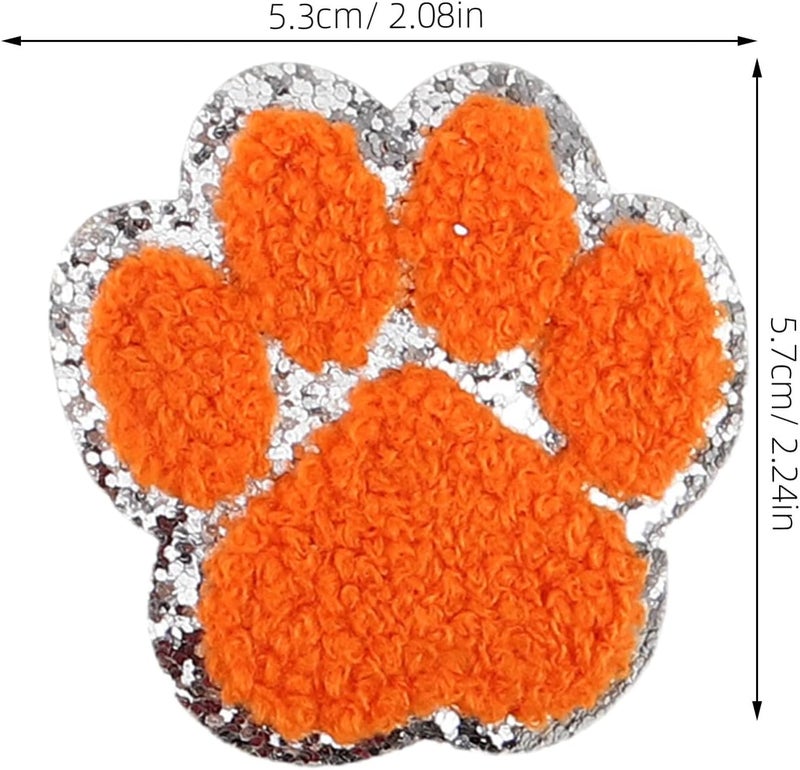 16pcs Iron-on Dog Paw Embroidered Applique Patches with Silver Edges for DIY Sewing Self Adhesion Pet Paw Print Repair Patch Set for Jackets Bags Jeans - Image 2