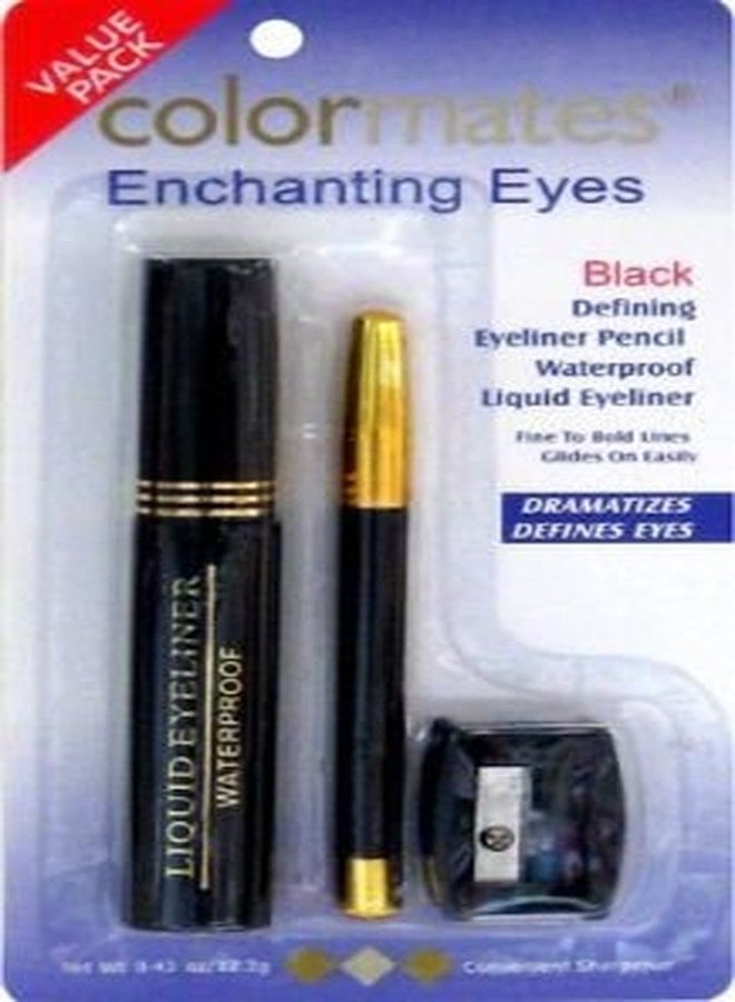 Colormates Enchanting Eyes Black Eyeliner Value Pack - Pencil & Liquid Eyeliner, Sharpener