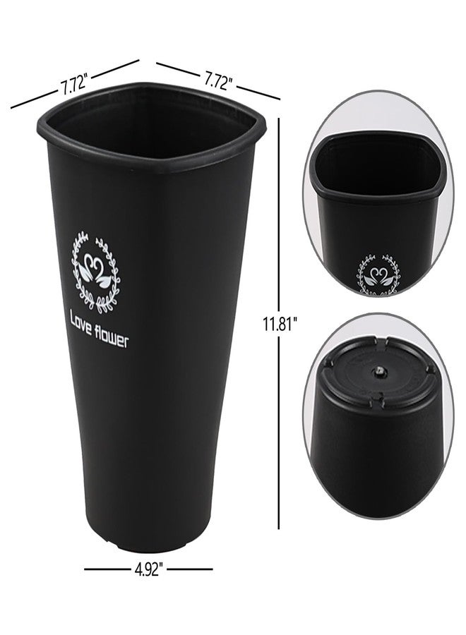 Pekky Black Plastic Flower Bucket, Small Floral Buckets for Cut Flowers, 4-Pack - Image 2