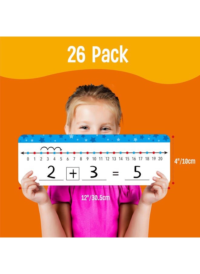 SpriteGru 26 Packs Number Line Dry Erase Boards Cards, Double Sided Writable and Erasable Board-0-10 on One Side & 0-20 on Other Side Math White Board for Kids, Students, Classroom and Home (12” x 4”) - Image 2