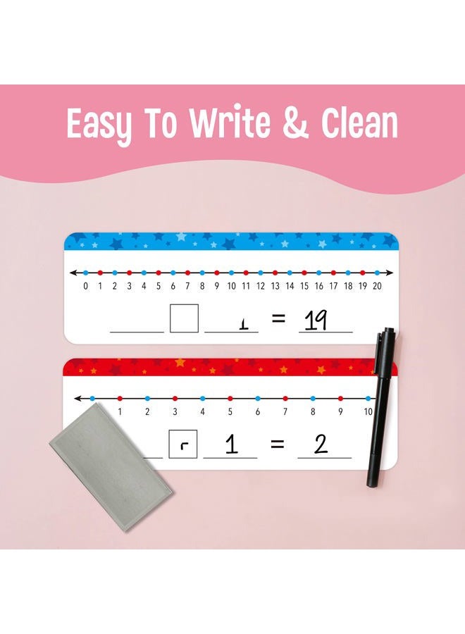 SpriteGru 26 Packs Number Line Dry Erase Boards Cards, Double Sided Writable and Erasable Board-0-10 on One Side & 0-20 on Other Side Math White Board for Kids, Students, Classroom and Home (12” x 4”) - Image 4