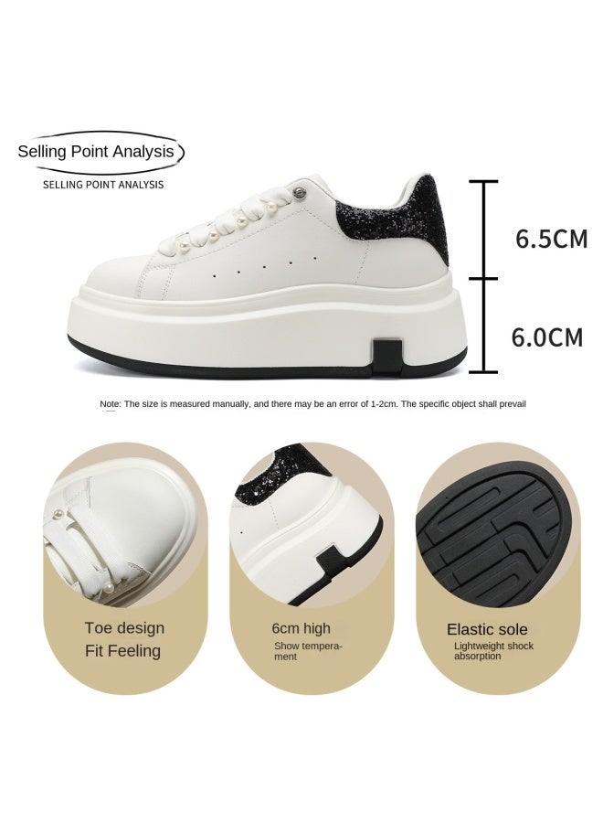 SAFIYA Instant 6cm Height Increase Saturday Brand Women's Shoes Spring/autumn 2025 Thick-sole White Sneakers Casual Plimsolls Versatile Footwear - Image 4