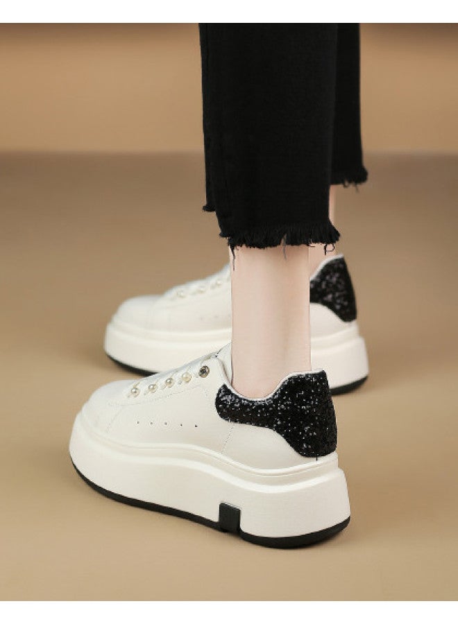 SAFIYA Instant 6cm Height Increase Saturday Brand Women's Shoes Spring/autumn 2025 Thick-sole White Sneakers Casual Plimsolls Versatile Footwear - Image 1