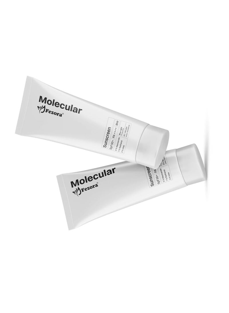 Fezora Molecular 5% Niacinamide Moisturizing Gel Sunscreen,Spf 50+ Pa++++|Clinically Tested In Usa|For Oily, Dry, Sensitive, Combination, Dull, Acne Prone Skin|8 Hr Protection|For Men & Women|50G - Pack OF 2 - Image 4