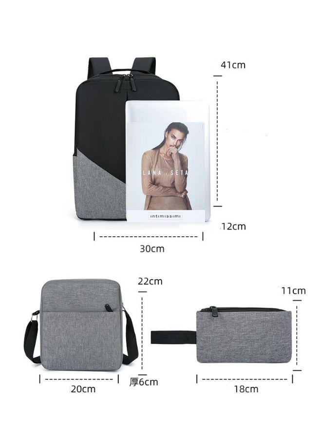 Stylish 15.6 Inch Laptop Backpack Set - Dimensions: 41cm x 30cm x 12cm - Trendy Fashion for College and School - 3-Piece Set for Women and Men - Image 2