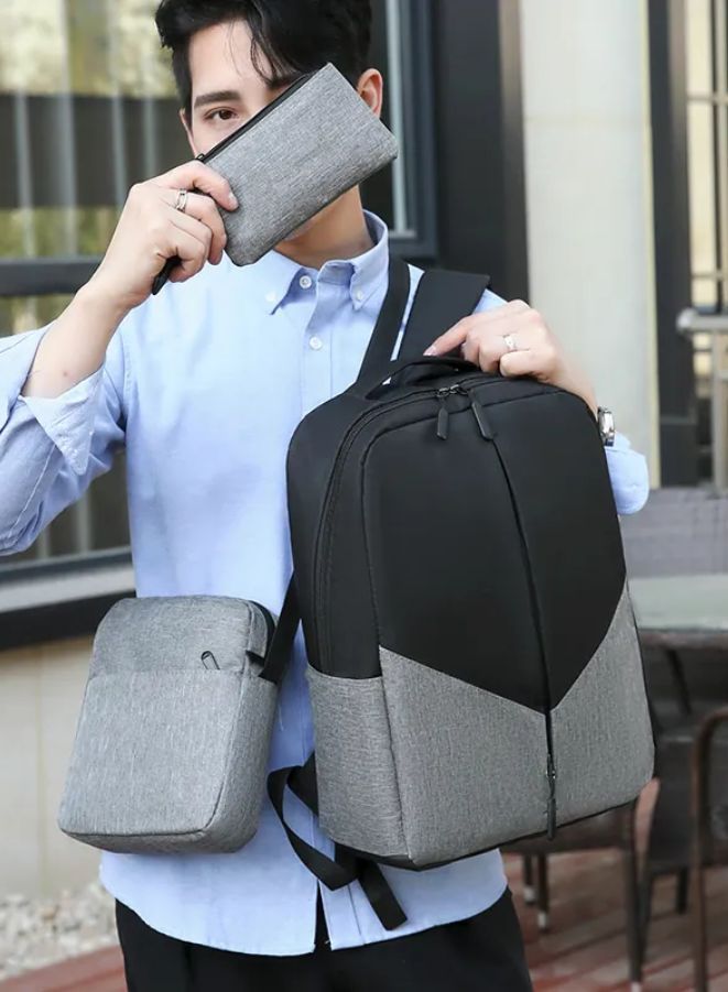 Stylish 15.6 Inch Laptop Backpack Set - Dimensions: 41cm x 30cm x 12cm - Trendy Fashion for College and School - 3-Piece Set for Women and Men - Image 5
