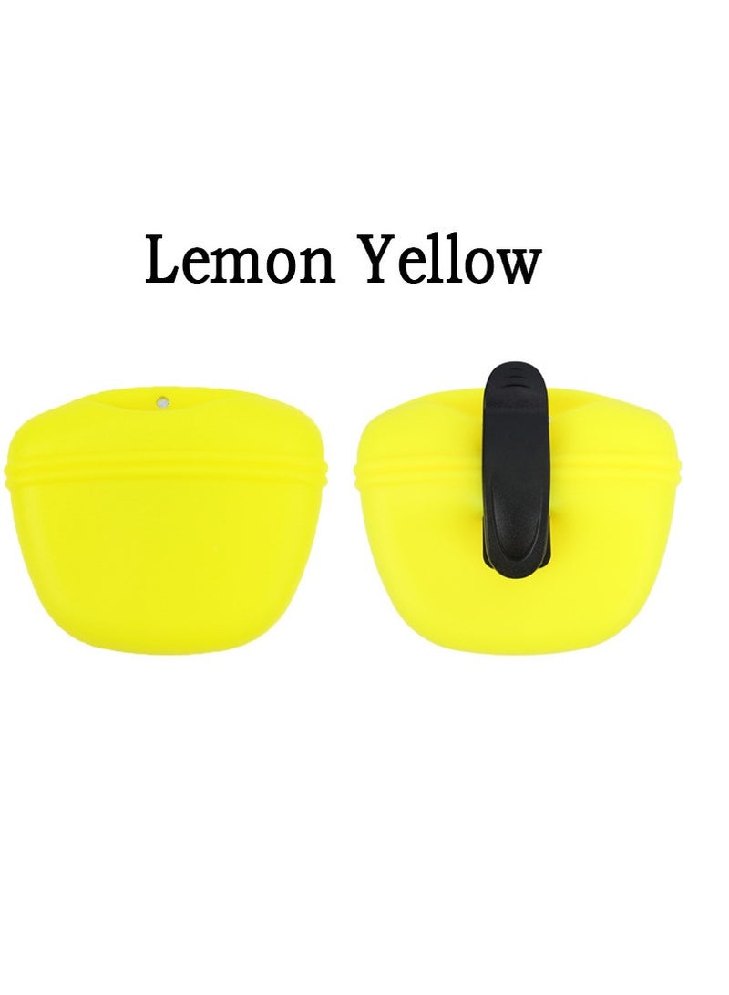 AROAQ Treat Bag For Dogs, Lightweight Silicone Dog Training Bag, Eco Friendly Portable Pet Feeding Bag, Easy To Use Puppy Reward Training Pouch With Magnetic Closure And Waist Clip, (Yellow, Pack Of 2pcs) - Image 1