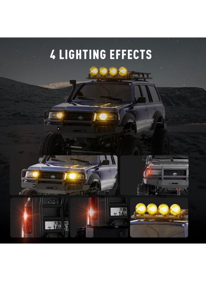 ويلز  عجلات RC لاند كروزر 80 - مرخصة رسميًا من سيارة RC صخور 4X4 عالية الأداء، ناقل حركة بتيارين، جسم معدني، أضواء LED واقعية، سيارة RC JXC LC80 بتردد 2.4GHz باللون الأزرق، هدية للكبار - Image 2