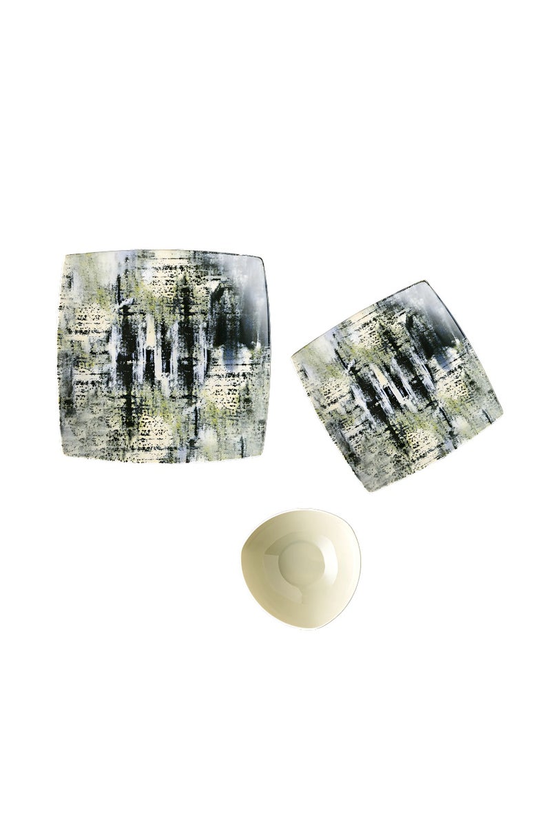 Lotus Fathi Mahmoud 18-Piece Square Porcelain Dinner Set - Multicolor 