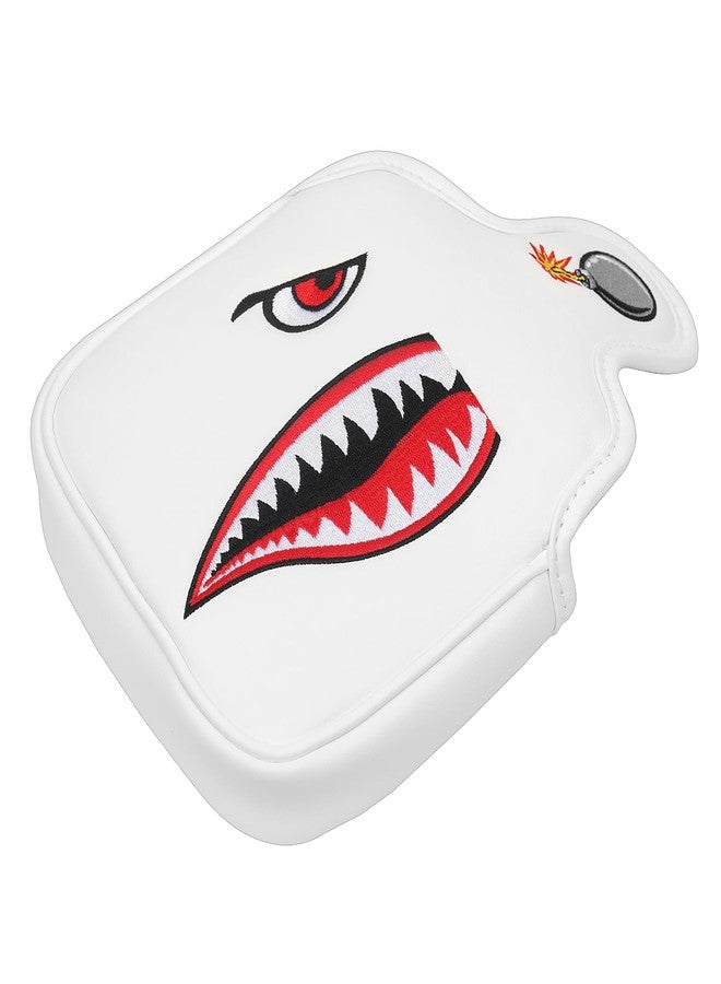 SHABIER White Golf Putter Cover with Tiger Shark Design Golf Large Mallet Headcover - Image 4