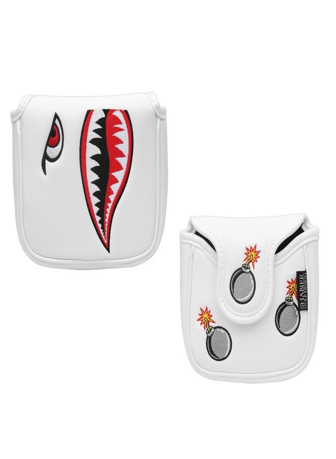 SHABIER White Golf Putter Cover with Tiger Shark Design Golf Large Mallet Headcover - Image 1