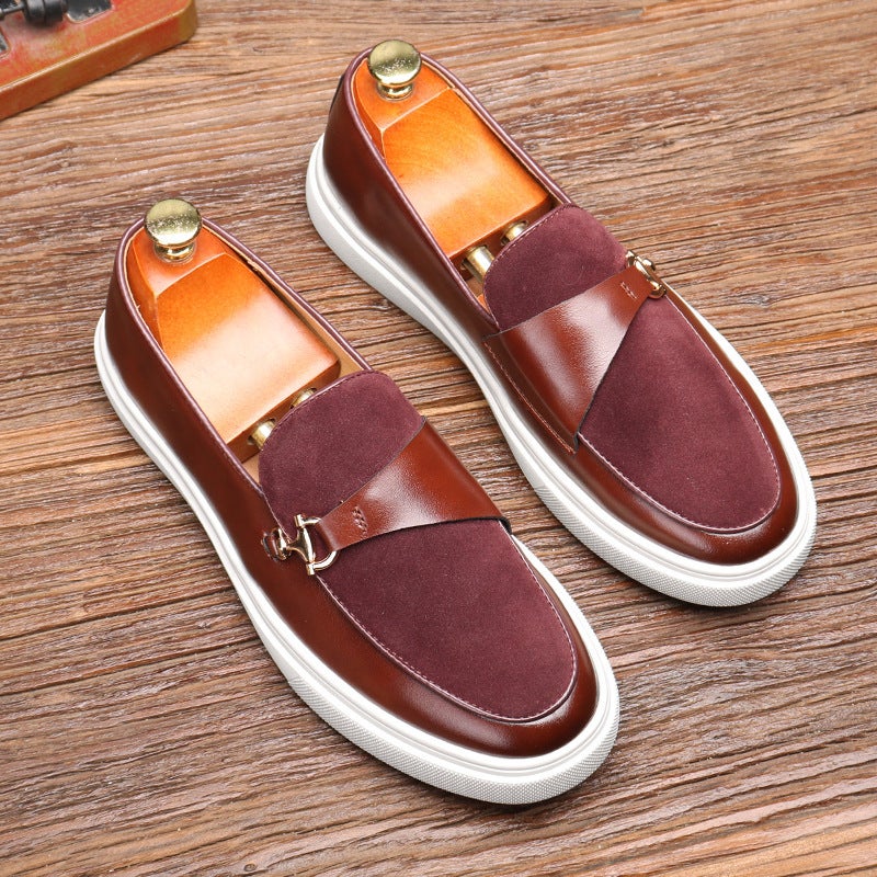 British Retro Men'S Loafers Metal Horsebit One-Leg White Thick-Soled Casual Beanie Shoes For Men - Image 2
