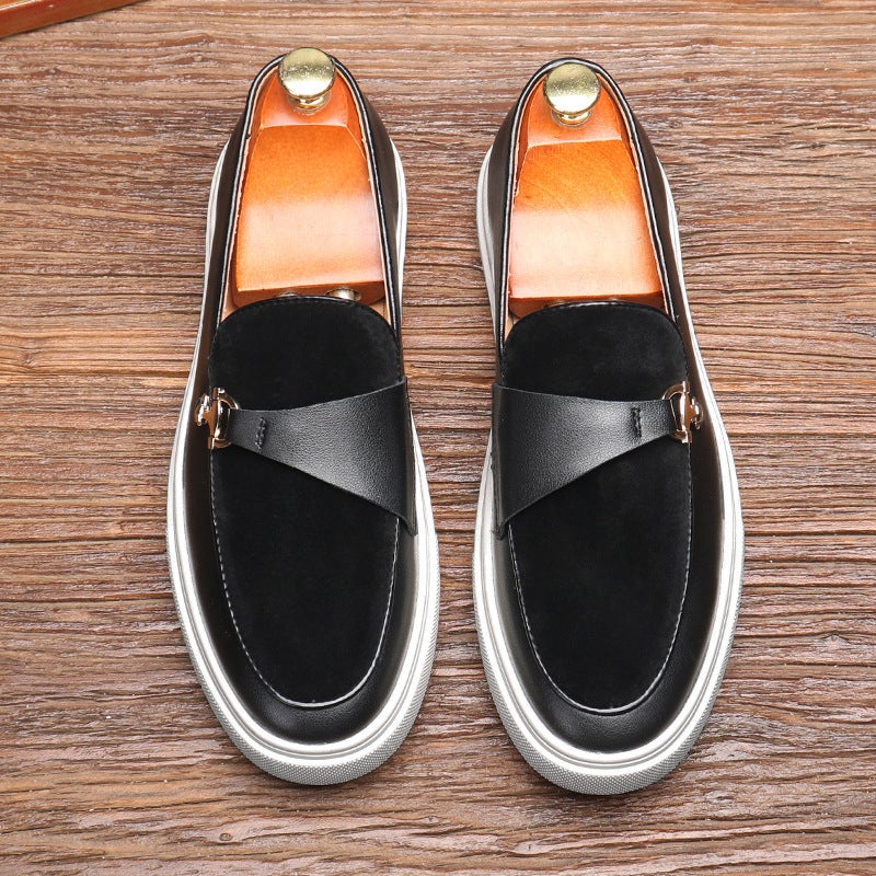 British Retro Men'S Loafers Metal Horsebit One-Leg White Thick-Soled Casual Beanie Shoes For Men - Image 5