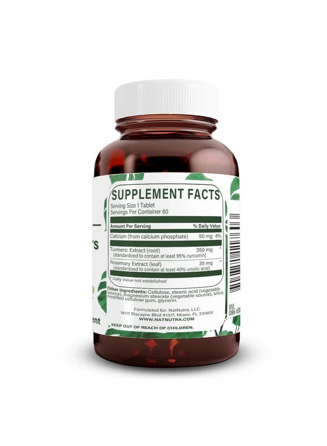 Natural Nutra Turmeric Curcumin with 95% Curcuminoids Extract Supplement with Rosemary for Brain Health, Enhances Memory and Improves Concentration, Improve Digestion, 350 mg, 60 Vegan Tablets - Image 2