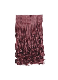 20" 1-Pack 3/4 Full Head Curly Wave Clips in on Synthetic Hair Extensions Hairpieces for Women 5 Clips 4.5 Oz per Piece - Wine red