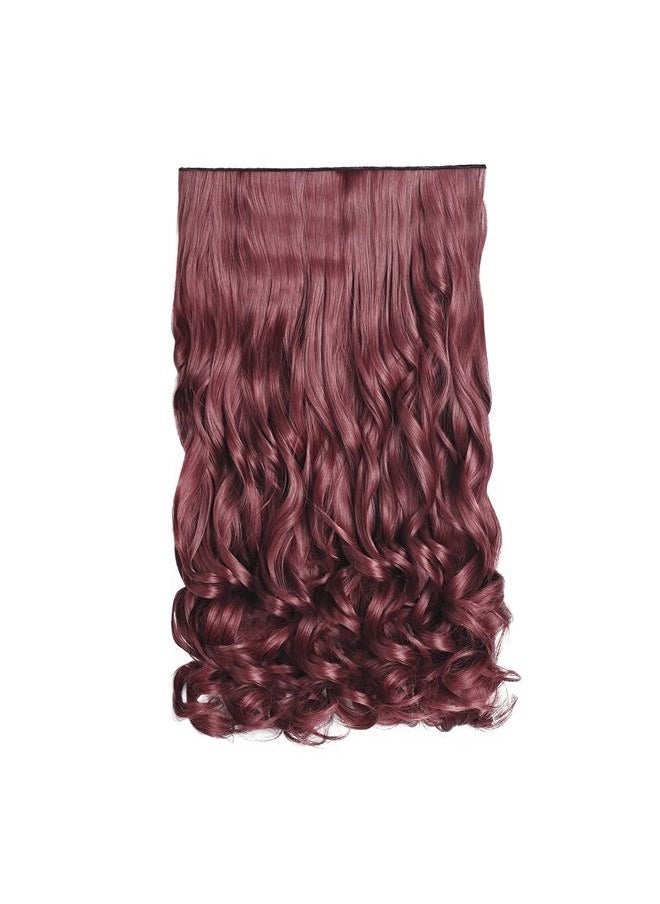REECHO - 20" 1-Pack 3/4 Full Head Curly Wave Clips in on Synthetic Hair Extensions Hairpieces for Women 5 Clips 4.5 Oz per Piece - Wine red - Image 1