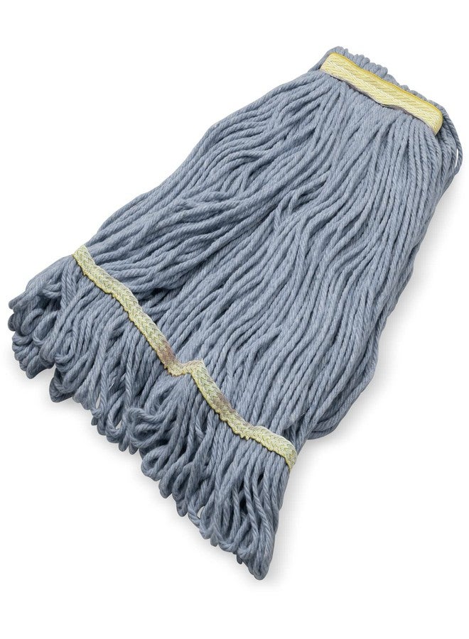 SPARTA Flo-Pac Cotton Mop Head, Loop-Ended, Narrow Band with 1" Yellow Band for Organized Cleaning, Small, Blue - Image 1