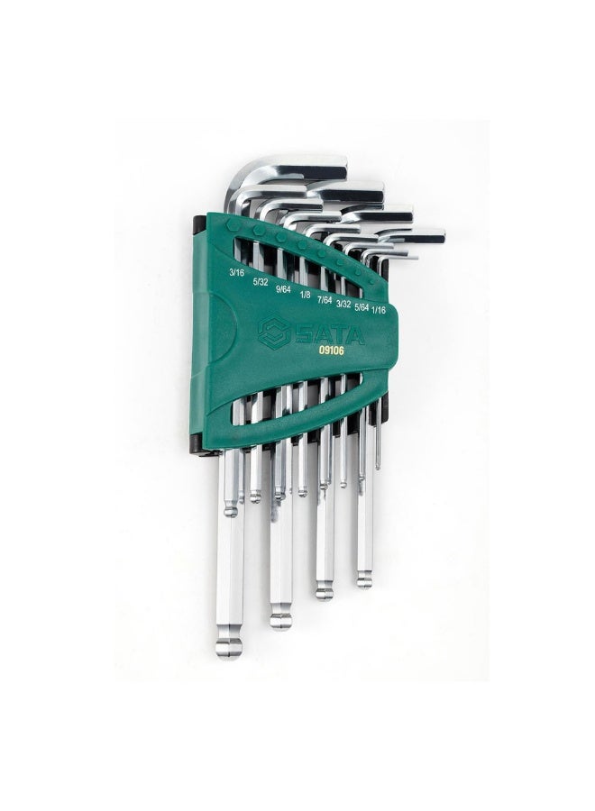 SATA GL09106 12-Piece SAE Long Ball Point Hex Key Set - Image 1