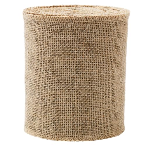 LaRibbons 6 Inch Burlap Wide Fabric Craft Ribbon，10 Yard, Natural Brown Ribbon for Bow Crafting,Wreath-Making, Tree Decoration - Image 1