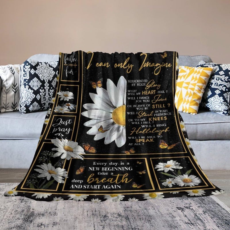citari Daisy Blanket Daisy Butterfly Decor Throw Blanket I Can Only Imagine Inspirational Blanket Gifts for Girls Boys Winter Bedding Super Warm Soft Plush Fleece Flannel Blanket for Kids Adult Women 40"x50" - Image 5