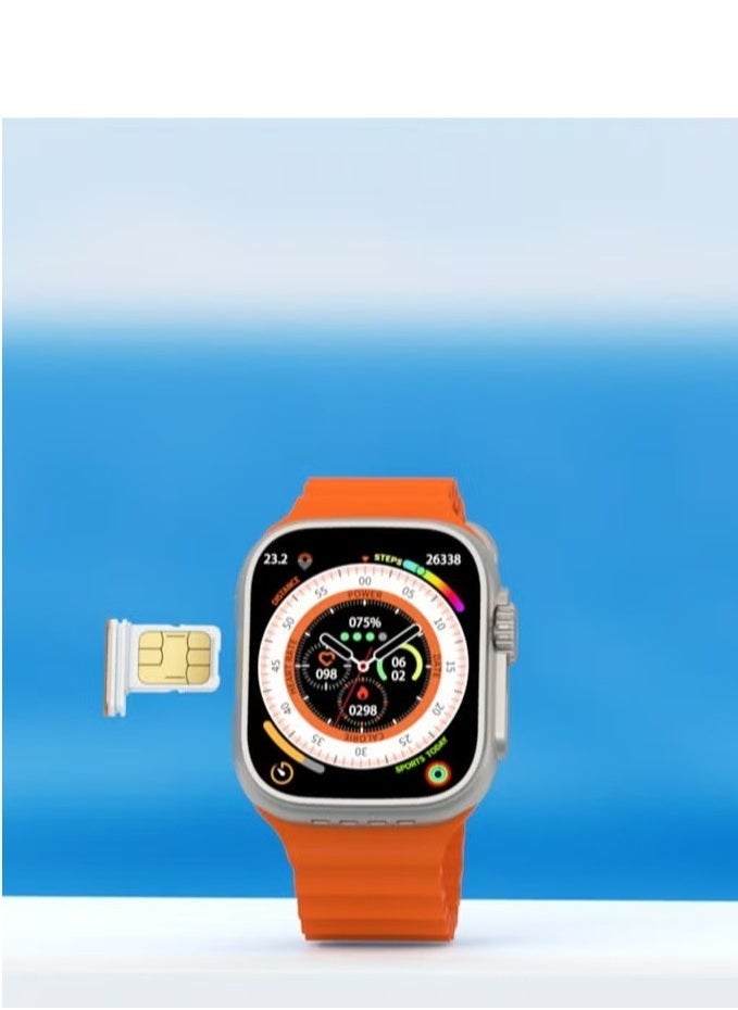 modio - Modio 4G Ultra Max Plus Smartwatch – 2.2 Inch HD Screen, SIM Card Slot, 3 Straps Included, For Men & Women (Silver) - Image 1