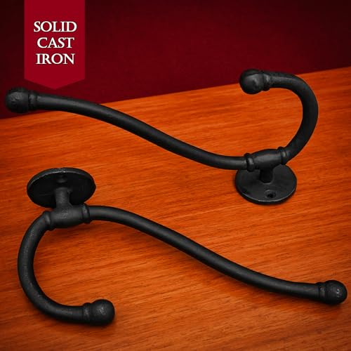 SaKeGa Mystic Colonial Rustic Cast Iron Wall Hooks Heavy Duty Retro Utility Hanger Multi Purpose Wall Mount Hooks for Hanging Coat Bag Towel Robe Hat Pack of 28 x 15 - Image 3