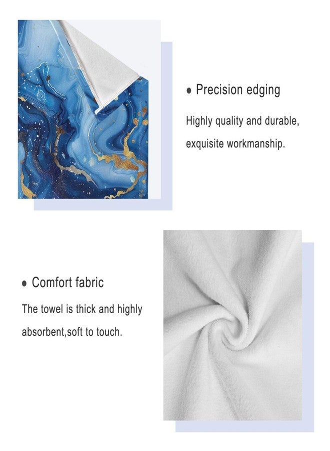 YETTASBIN Blue Gold Marble Towel Set of 3, Highly Absorbent Soft Towels with Bath Towel, Hand Towel and Washcloth for Bathroom Hotel Gym Spa - Image 4