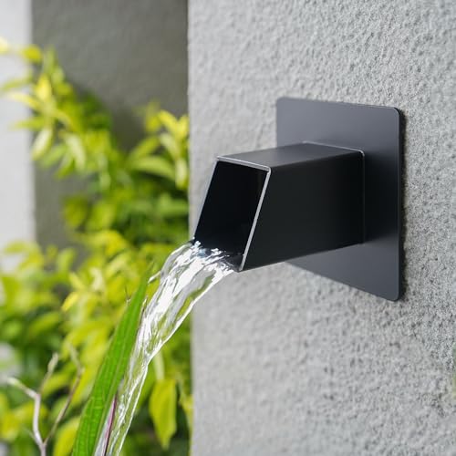 Aquadock 2 Inch 316 Stainless Steel Square Water Fountain Spout with Integrated Spray Baffle Waterfall Spillway Scupper for Outdoor Decors Pools Ponds Water Walls Black - Image 3