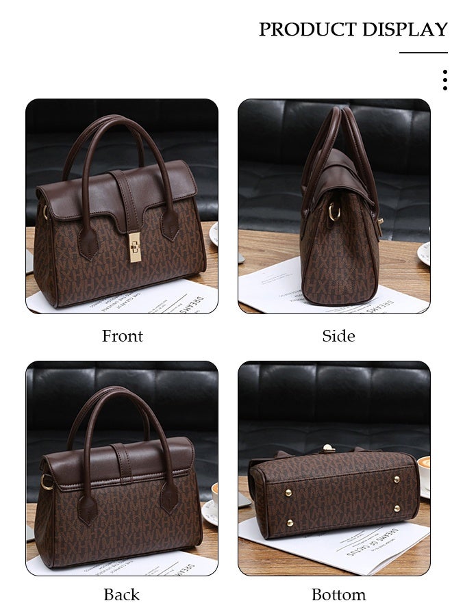 DUNISO Women's Large-capacity Crossbody Bag, Fashion Elegant Handbag, Multi-pocket PU Leather Shoulder Bag,Ladies Retro Ripple design Handbag Tote Bags Clutch Bag,Luxurious Ladies Casual Tote Purse Shoulder Bag - Image 4
