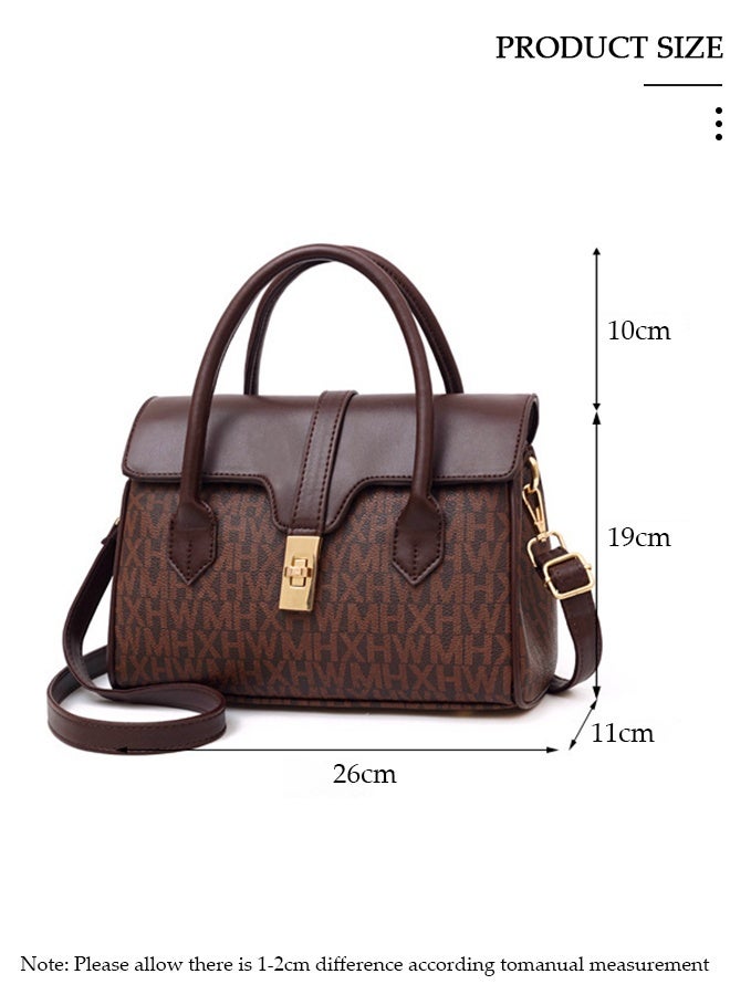 DUNISO Women's Large-capacity Crossbody Bag, Fashion Elegant Handbag, Multi-pocket PU Leather Shoulder Bag,Ladies Retro Ripple design Handbag Tote Bags Clutch Bag,Luxurious Ladies Casual Tote Purse Shoulder Bag - Image 2