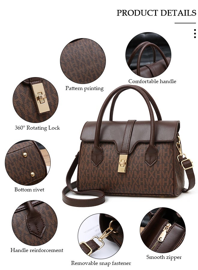 DUNISO Women's Large-capacity Crossbody Bag, Fashion Elegant Handbag, Multi-pocket PU Leather Shoulder Bag,Ladies Retro Ripple design Handbag Tote Bags Clutch Bag,Luxurious Ladies Casual Tote Purse Shoulder Bag - Image 3