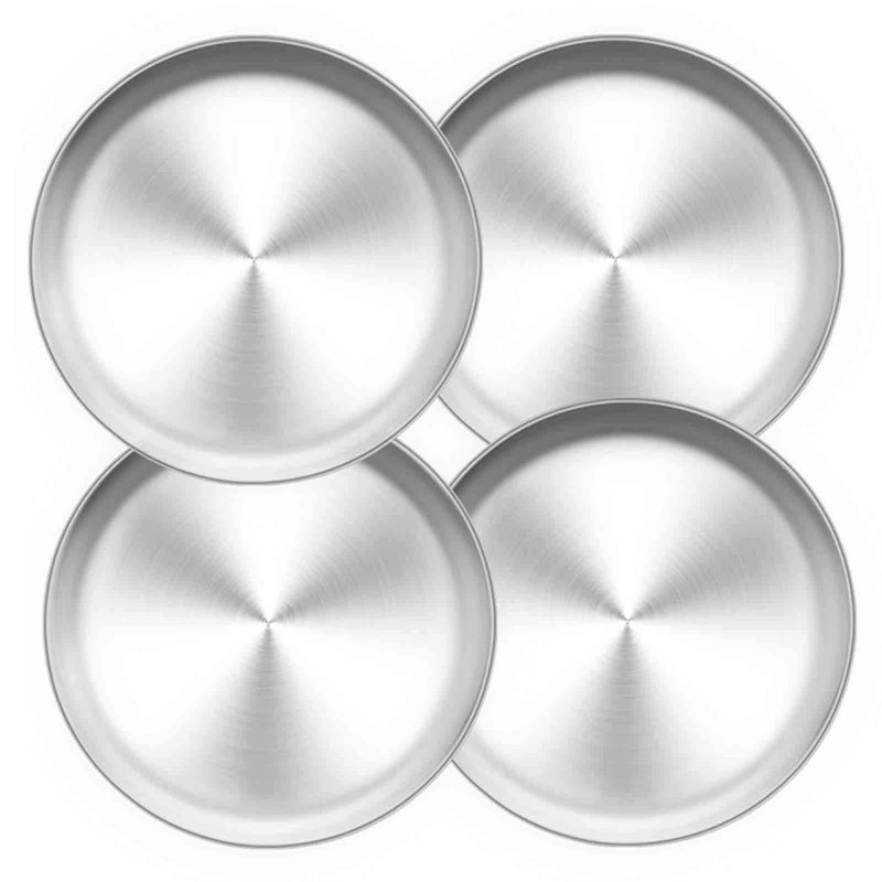 TeamFar Pizza Pan 10 inch Pizza Pans Pizza Tray Stainless Steel for Oven Baking Non Toxic  Healthy Heavy Duty  Dishwasher Safe  Set of 4