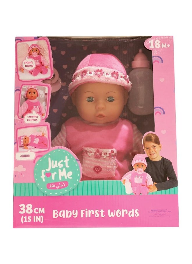 Just for Me Just For Me Baby First Words Doll (38 cm, Pink)  - Image 1
