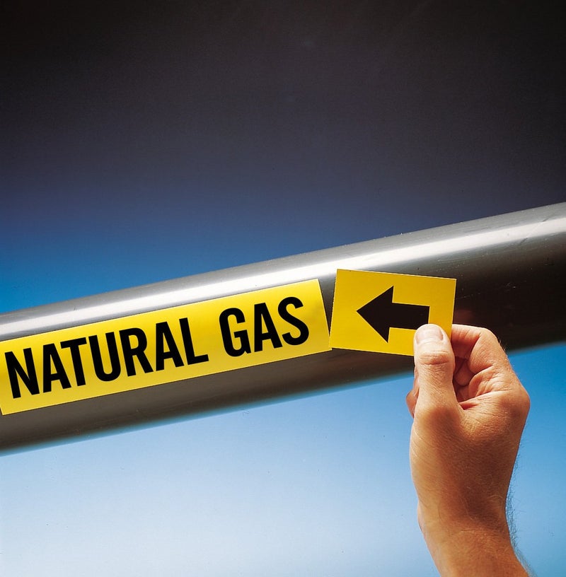 Brady 20449 Economy Pipe Markers-To-Go, B-736, 1" Height X 8" Width, Black On Yellow Self-Sticking - Plastic Film, Legend "Natural Gas" - Image 2