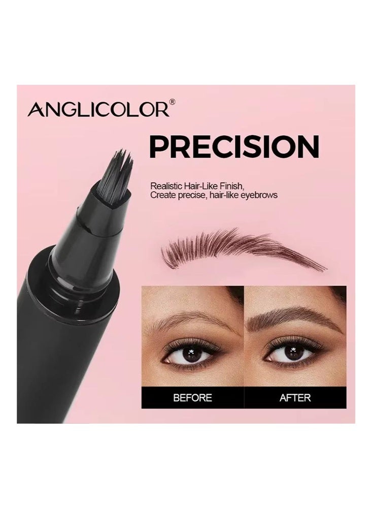 انجلي كولور قلم حواجب مربع بالتقنية الدقيقة - فرشاة حواجب مائلة سائلة مقاومة للماء، حواجب طويلة الأمد تشبه الشعر الطبيعي، سهل التلوين وسريع الجفاف، حواجب كثيفة طبيعية (03# بني لامع) - Image 3