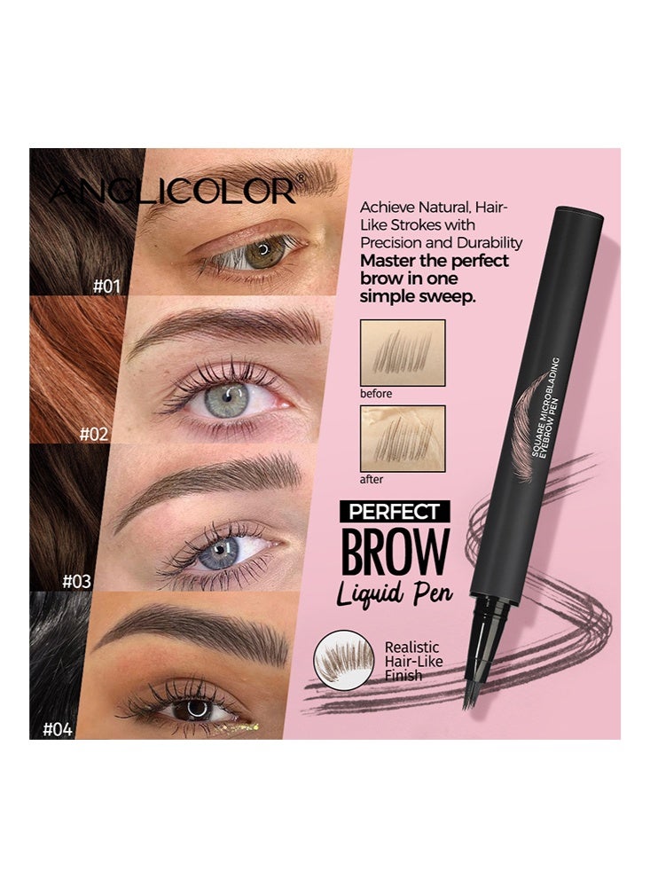 انجلي كولور قلم حواجب مربع بالتقنية الدقيقة - فرشاة حواجب مائلة سائلة مقاومة للماء، حواجب طويلة الأمد تشبه الشعر الطبيعي، سهل التلوين وسريع الجفاف، حواجب كثيفة طبيعية (03# بني لامع) - Image 4