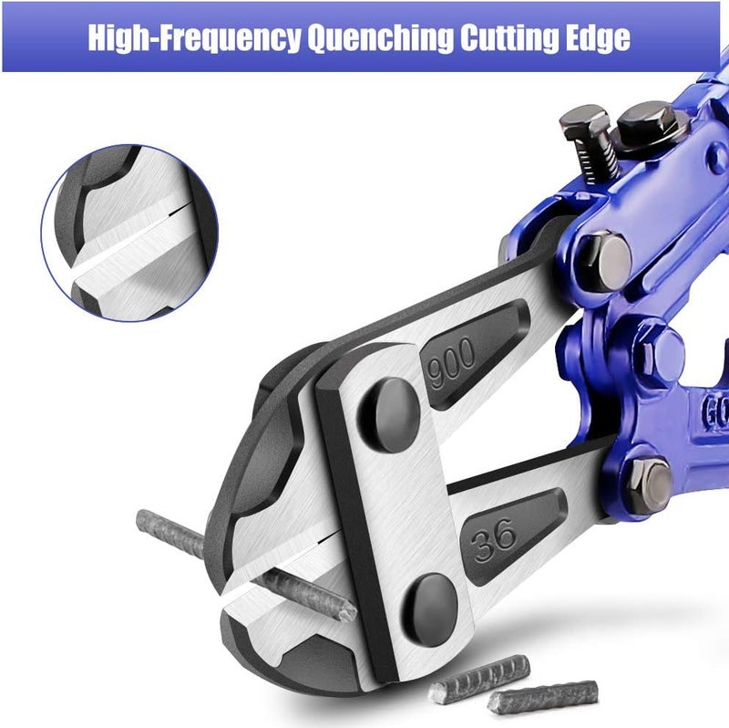 كلاراكو قاطع براغي مقاس 35 بوصة، قاطع براغي فولاذي شديد التحمل، أداة قطع أسلاك بقفل سلسلة مع قبضة مطاطية ناعمة وشفرة من الفولاذ المقاوم للصدأ لقطع مسامير السلسلة ومسامير القضبان الملولبة - Image 4