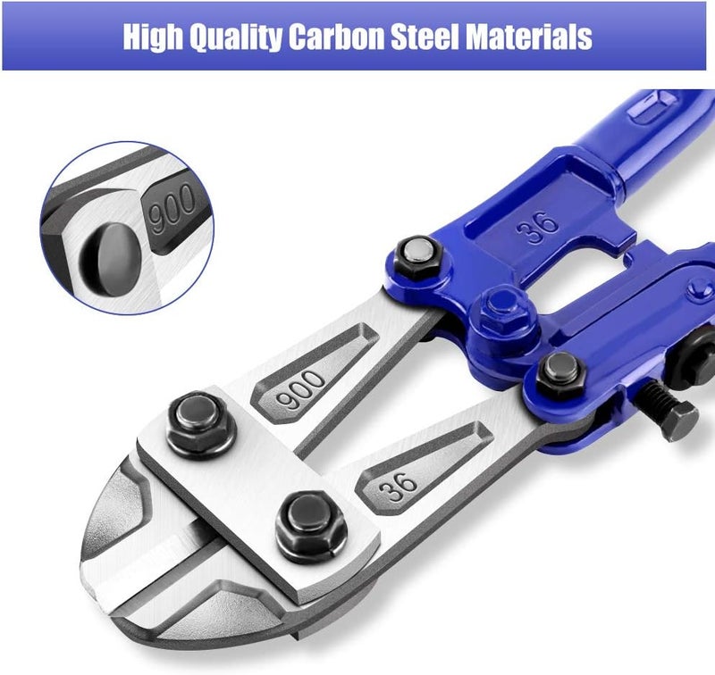 كلاراكو قاطع براغي مقاس 35 بوصة، قاطع براغي فولاذي شديد التحمل، أداة قطع أسلاك بقفل سلسلة مع قبضة مطاطية ناعمة وشفرة من الفولاذ المقاوم للصدأ لقطع مسامير السلسلة ومسامير القضبان الملولبة - Image 5