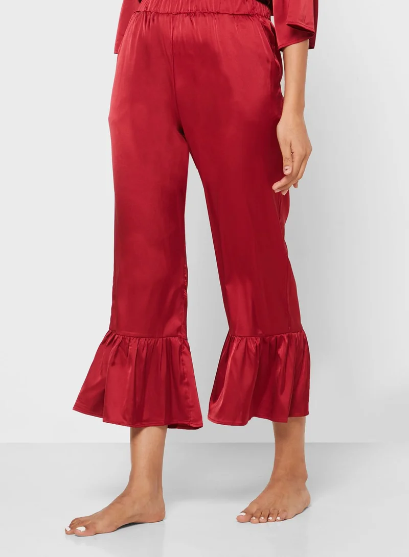 ELLA Wrap Front Ruffle Trim Pyjama Set