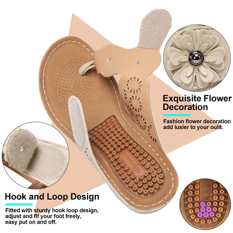 FUDYNMALC Womens Sandals Wedge 2026: Comfortable Platform Flip Flops Summer Dressy Thong Shoes for Wedding Walking Travel Casual, Beige, Size 8 - Image 5