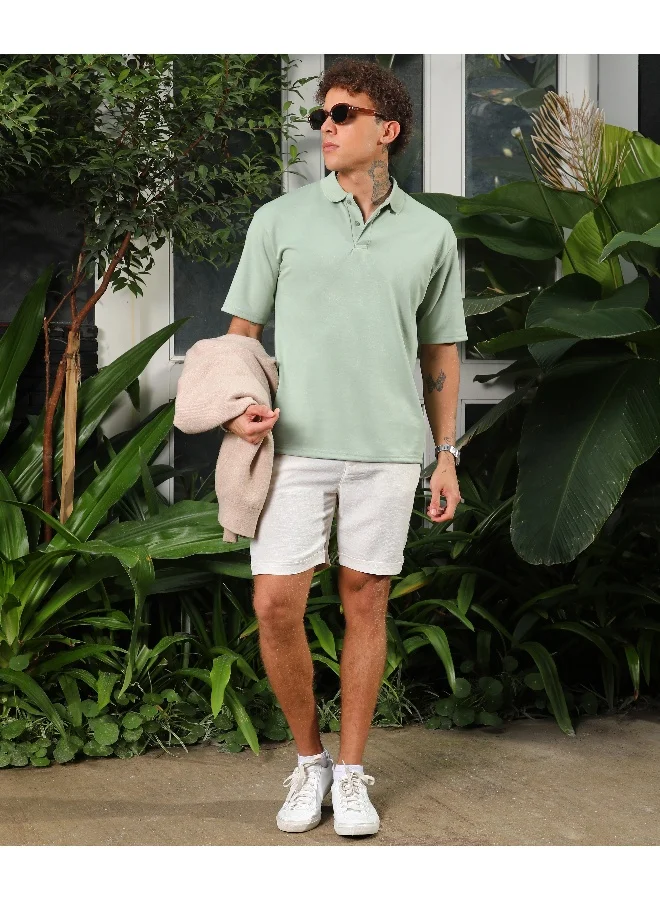 CAHOOT  Men's Sage Green Solid Polo T-Shirt for Men | Best Price UAE